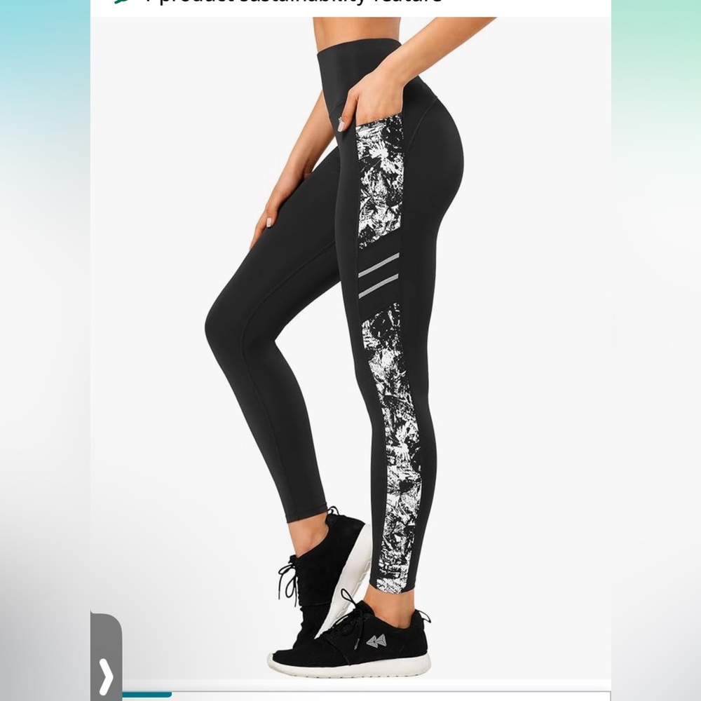 YVETTE NWT L Black and White Women's Athletic with pockets Leggings